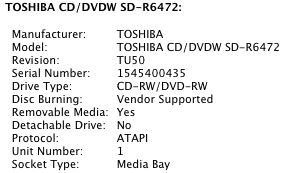 Image: Screenshot of System Profiler with new drive